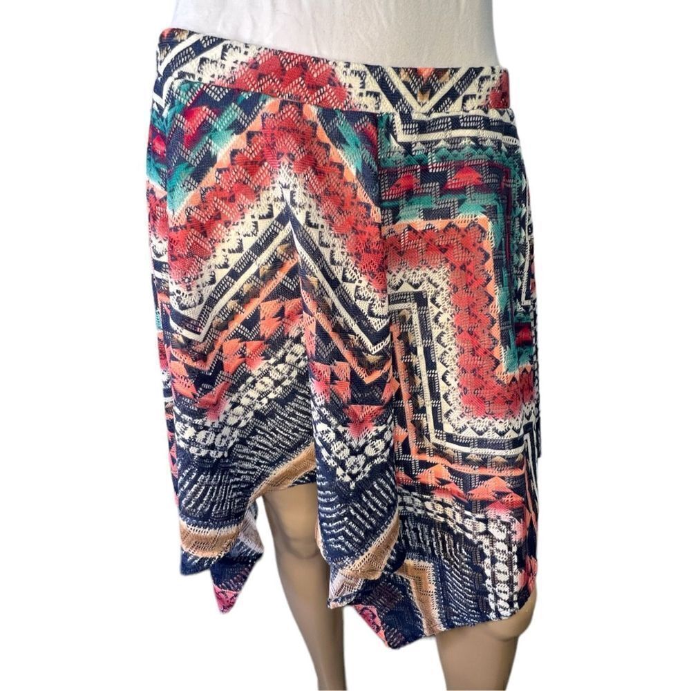Vanity Colorful Boho Crochet A-Symmetrical Flowy Stretchy Skirt